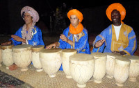 Tuareg drummers entertain us at our desert camp in the Merzouga Dunes 