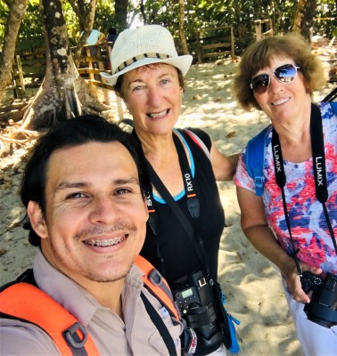 Judy and I with Bernie, our enthusiastic guide for our Manuel Antonio visit