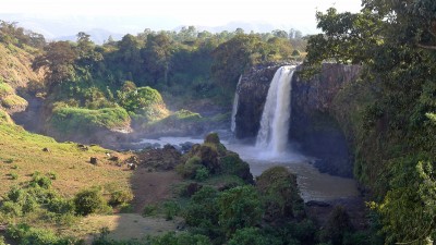 Blue Nile Falls exiting Lake Tana, flow much reduce due to dam control.
