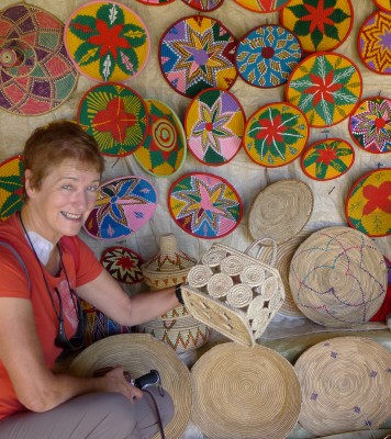 The woven baskets, plates and bowls make great souvenirs.