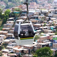 Skycars service the hillside communities - Medellin