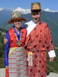 Dressed like the locals at Tashi View Point - Gangtok
