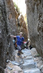 Climbing up  the escarpment to Debre Miram Kotor