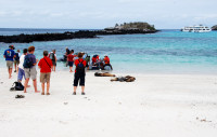 Some islands have pristine white powder-sand beaches, Galapagos
