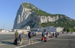We walk across the airport runway to cross from Spain to Gibraltar