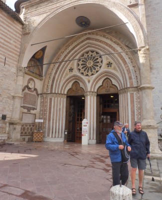 Mark & John at entrance to Frances of Assisi Basilica
