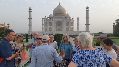 Visiting  the iconic Taj Mahal